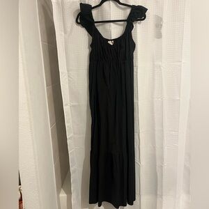 Universal Black Ruffle Strap Maxi Dress